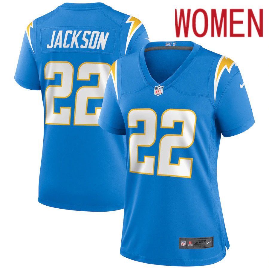 Women Los Angeles Chargers #22 Justin Jackson Nike Powder Blue Game NFL Jersey->women nfl jersey->Women Jersey
